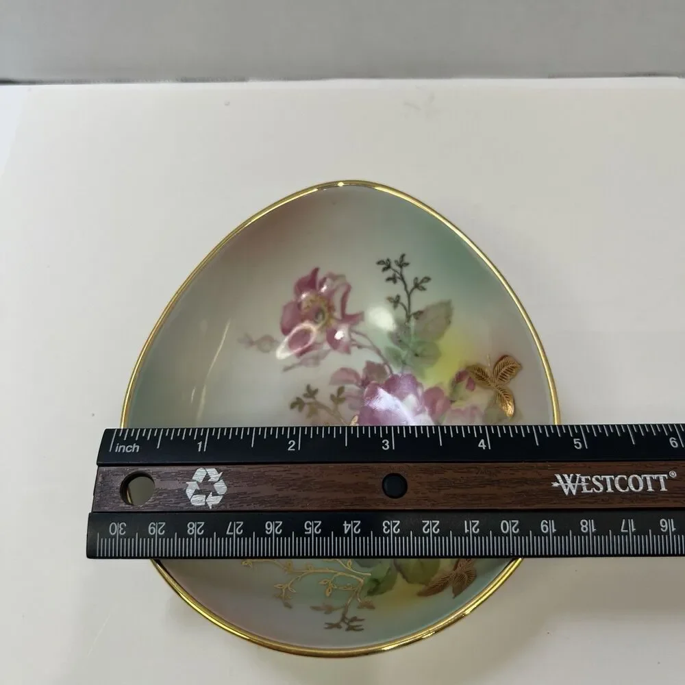Vintage Easter Dish Schumann Arzberg Wild Rose Gold Trim Porcelain Bowl Germany